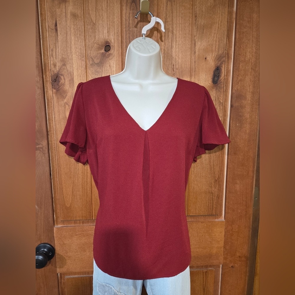 a new day V-Neck Burgundy Blouse